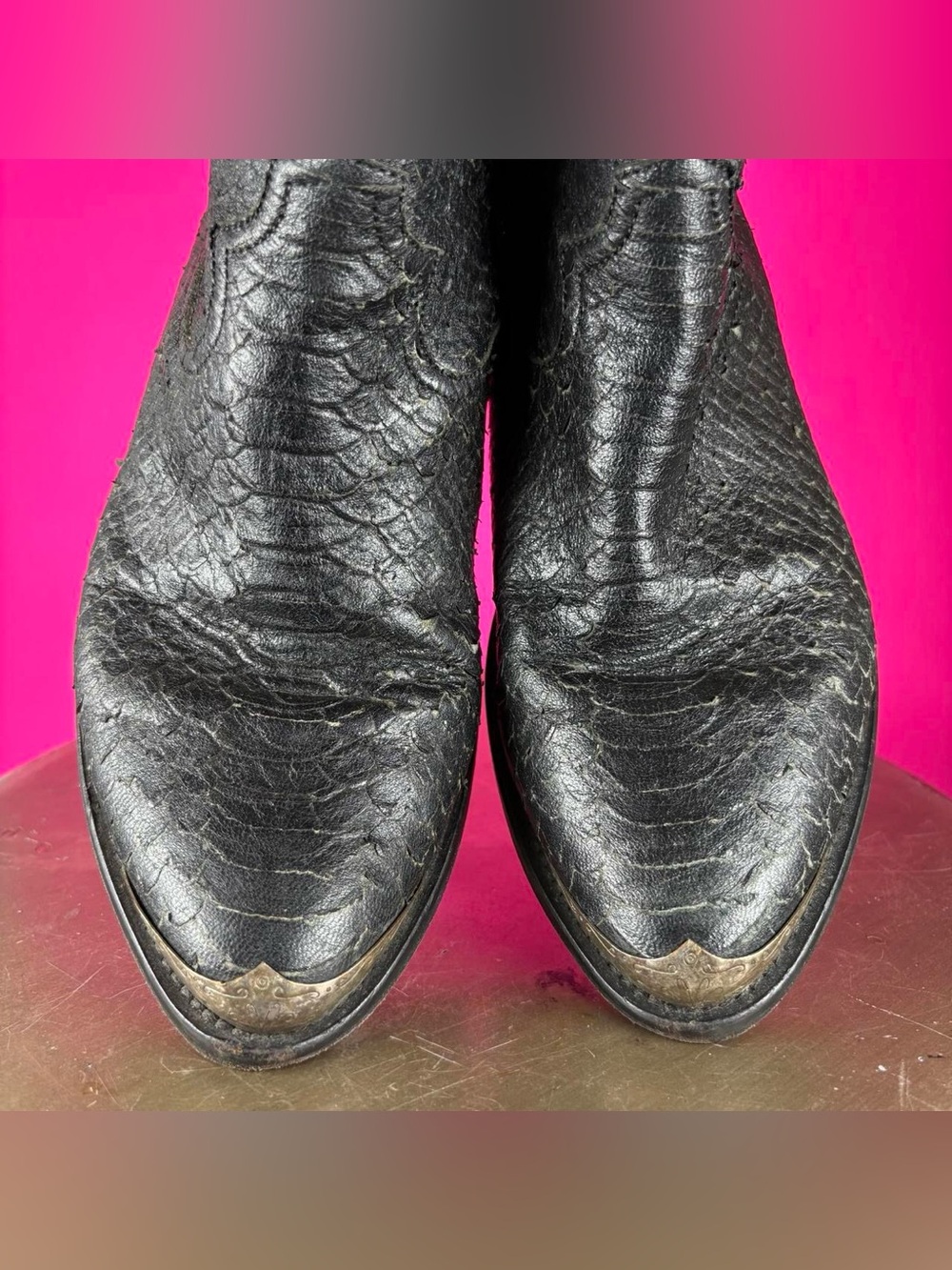 Golden Goose Young Python Embossed Black Leather Metal Toe Ankle Boot EU 36 - Picture 3 of 8